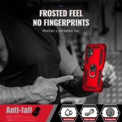 Red Hybrid Shock Proof Rotating Metal Ring Case For Galaxy A13 -Cheap NewCase Store galaxy a13 metal ring shock proof case red 2 83709.1657681570