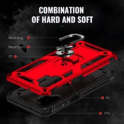 Red Hybrid Shock Proof Rotating Metal Ring Case For Galaxy A13 -Cheap NewCase Store galaxy a13 metal ring shock proof case red 3 84875.1657681303