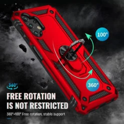 Red Hybrid Shock Proof Rotating Metal Ring Case For Galaxy A13 -Cheap NewCase Store galaxy a13 metal ring shock proof case red 4 31111.1655964738