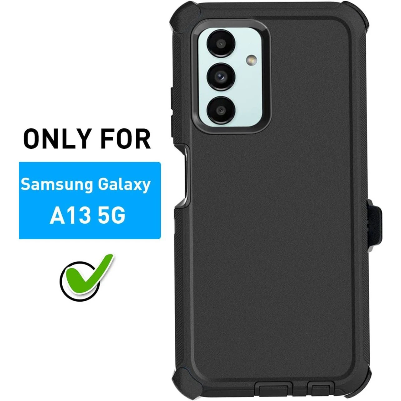 Black Tradies Military Defender Belt Clip Case For Galaxy A13 5G 3 Black Tradies Military Defender Belt Clip Case For Galaxy A13 5G - Image 3