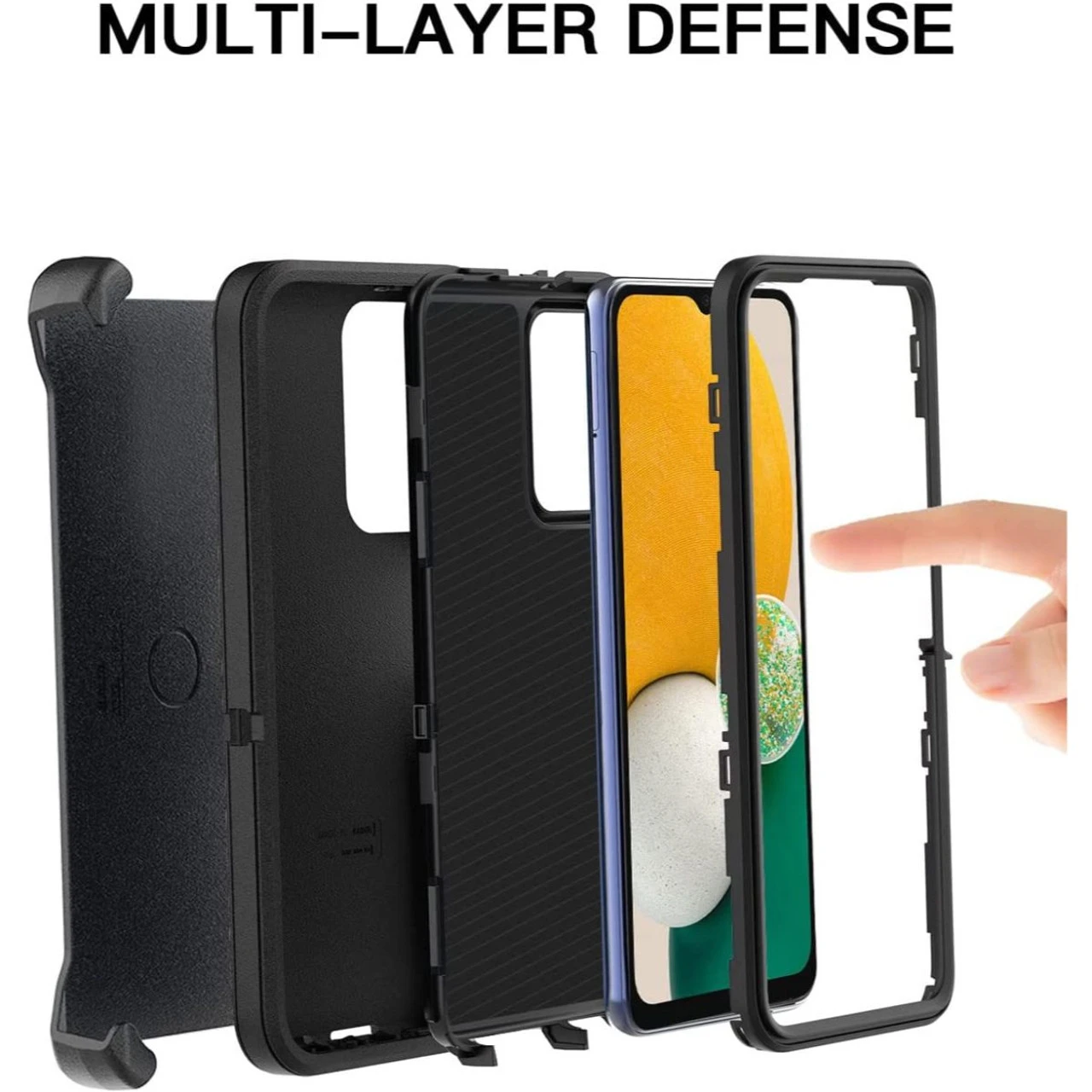 Black Tradies Military Defender Belt Clip Case For Galaxy A13 5G 7 Black Tradies Military Defender Belt Clip Case For Galaxy A13 5G - Image 7