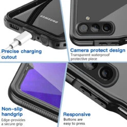 Black Galaxy A13 5G / A04s Waterproof Dirtproof Shock Proof Defender Case -Cheap NewCase Store galaxy a13 waterproof case black 4 97030.1690165286