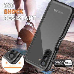 Black Galaxy A13 5G / A04s Waterproof Dirtproof Shock Proof Defender Case -Cheap NewCase Store galaxy a13 waterproof case black 7 34449.1690165286