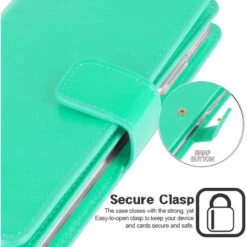 Mint Green Mercury Mansoor Diary Card Holder Wallet For Galaxy A14 5G -Cheap NewCase Store galaxy a14 5g mercury mansoor diary wallet mint green 5 92854.1683783681