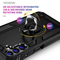 Black Galaxy A14 5G Heavy Duty Metal 360 Degree Ring Holder Stand Case -Cheap NewCase Store galaxy a14 5g metal ring shockproof case black 4 21835.1699855826