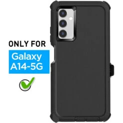 Black Heavy Duty Defender Military Grade Case For Galaxy A14 5G -Cheap NewCase Store galaxy a14 5g military grade defender holster case black 7 79982.1691103767