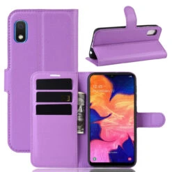 Purple Samsung Galaxy A20 / A30 Premium Litchi Wallet Case Cover