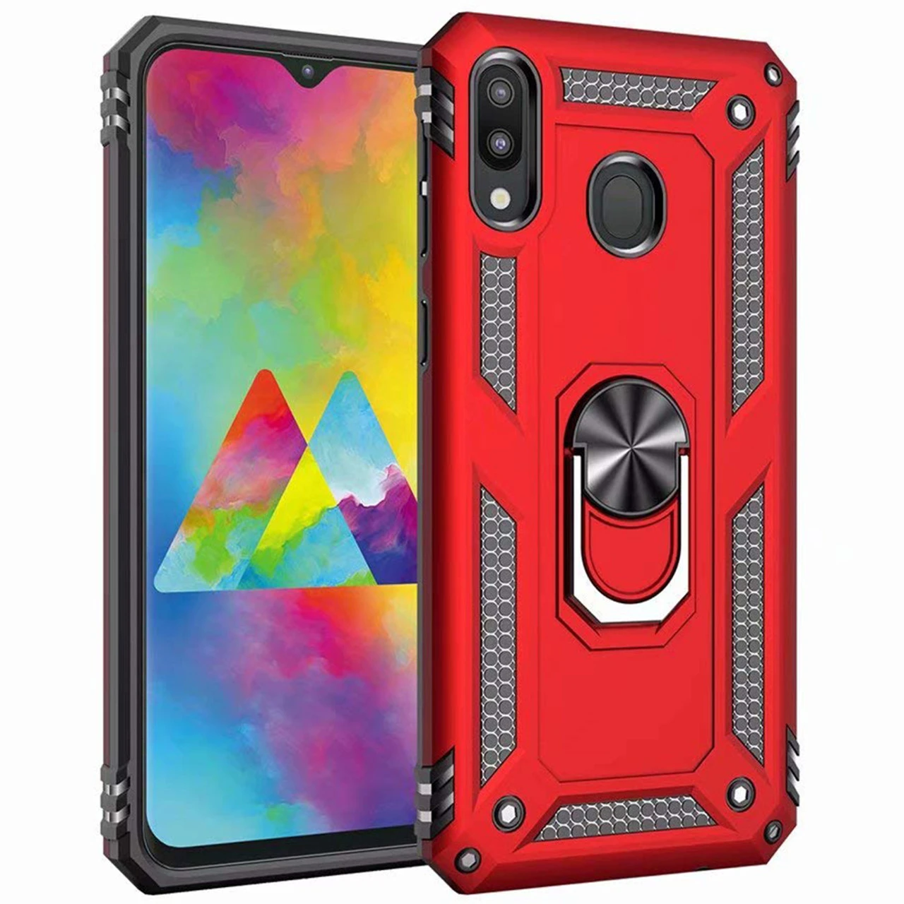 Red Galaxy A20 / A30 Heavy Duty 360 Rotating Metal Stand Case Cover 1 Red Galaxy A20 / A30 Heavy Duty 360 Rotating Metal Stand Case Cover
