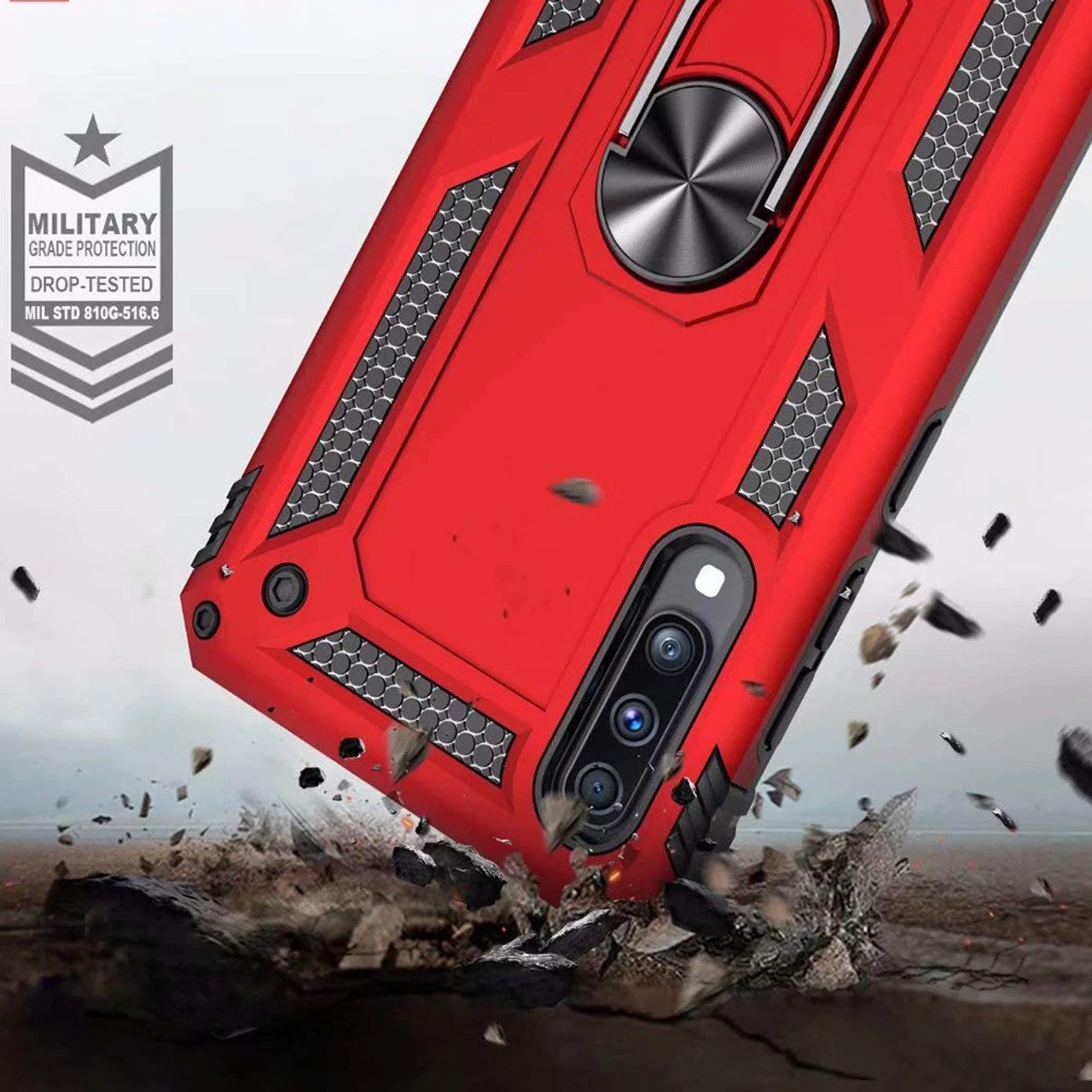 Red Galaxy A20 / A30 Heavy Duty 360 Rotating Metal Stand Case Cover 2 Red Galaxy A20 / A30 Heavy Duty 360 Rotating Metal Stand Case Cover - Image 2