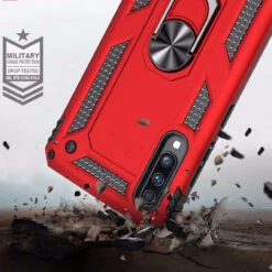 Red Galaxy A50 Slim Heavy Duty 360 Rotating Metal Ring Stand Case -Cheap NewCase Store galaxy a20 a30 metal rotating case red 2 89426.1681439039