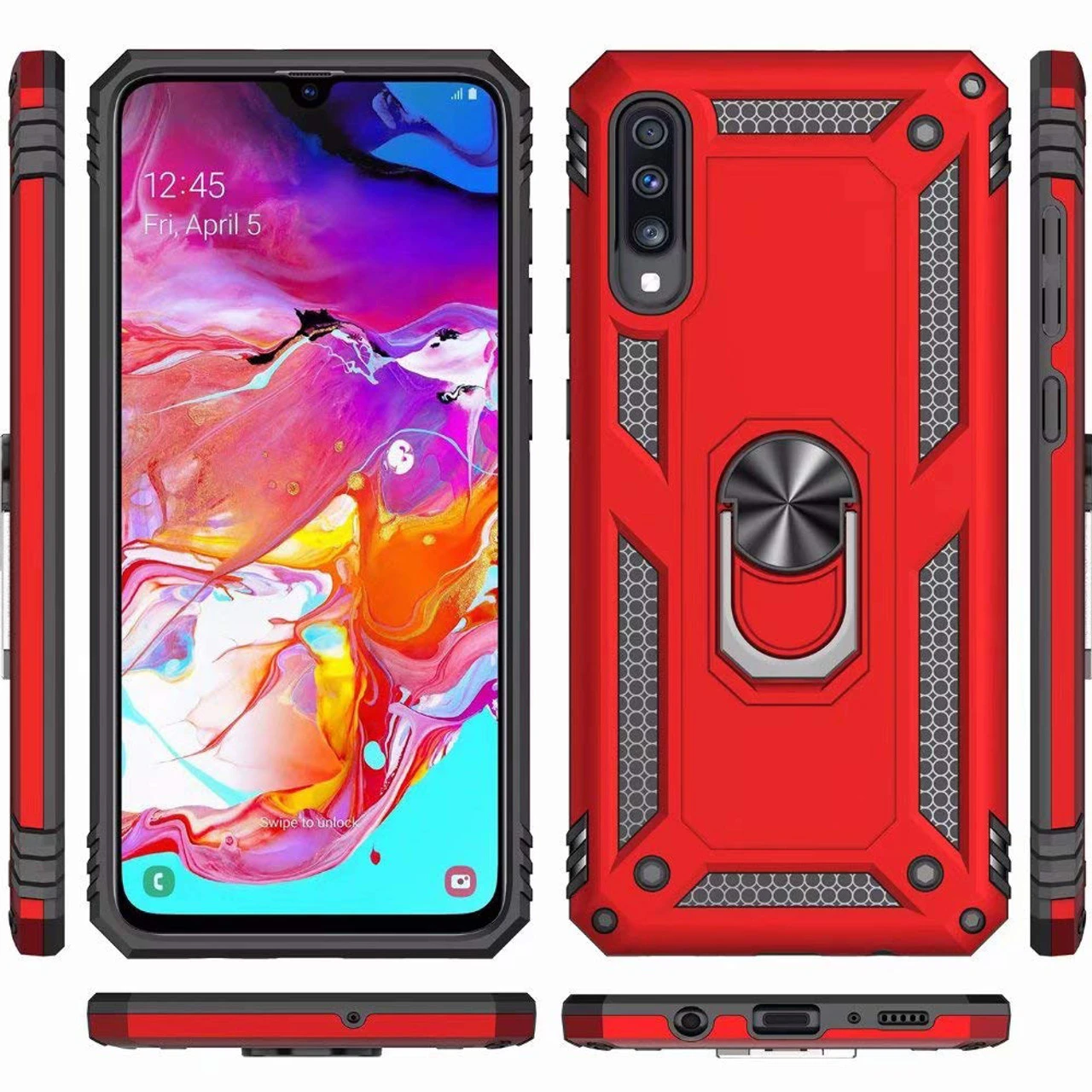 Red Galaxy A20 / A30 Heavy Duty 360 Rotating Metal Stand Case Cover 7 Red Galaxy A20 / A30 Heavy Duty 360 Rotating Metal Stand Case Cover - Image 7