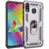 Silver Shock Proof Hybrid Metal Ring Stand Case For Galaxy A20 / A30