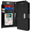Black Galaxy A50 Genuine Mercury Rich Diary Card Slot Wallet Case