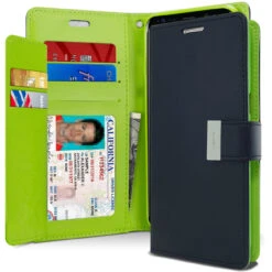 Premium Navy Mercury Rich Diary Card Slot Wallet Case For Galaxy A70