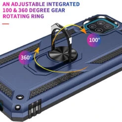 Navy Galaxy A22 4G Slim Armour 360 Degree Ring Stand Case -Cheap NewCase Store galaxy a22 4g metal ring kickstand case navy 6 95260.1642919759