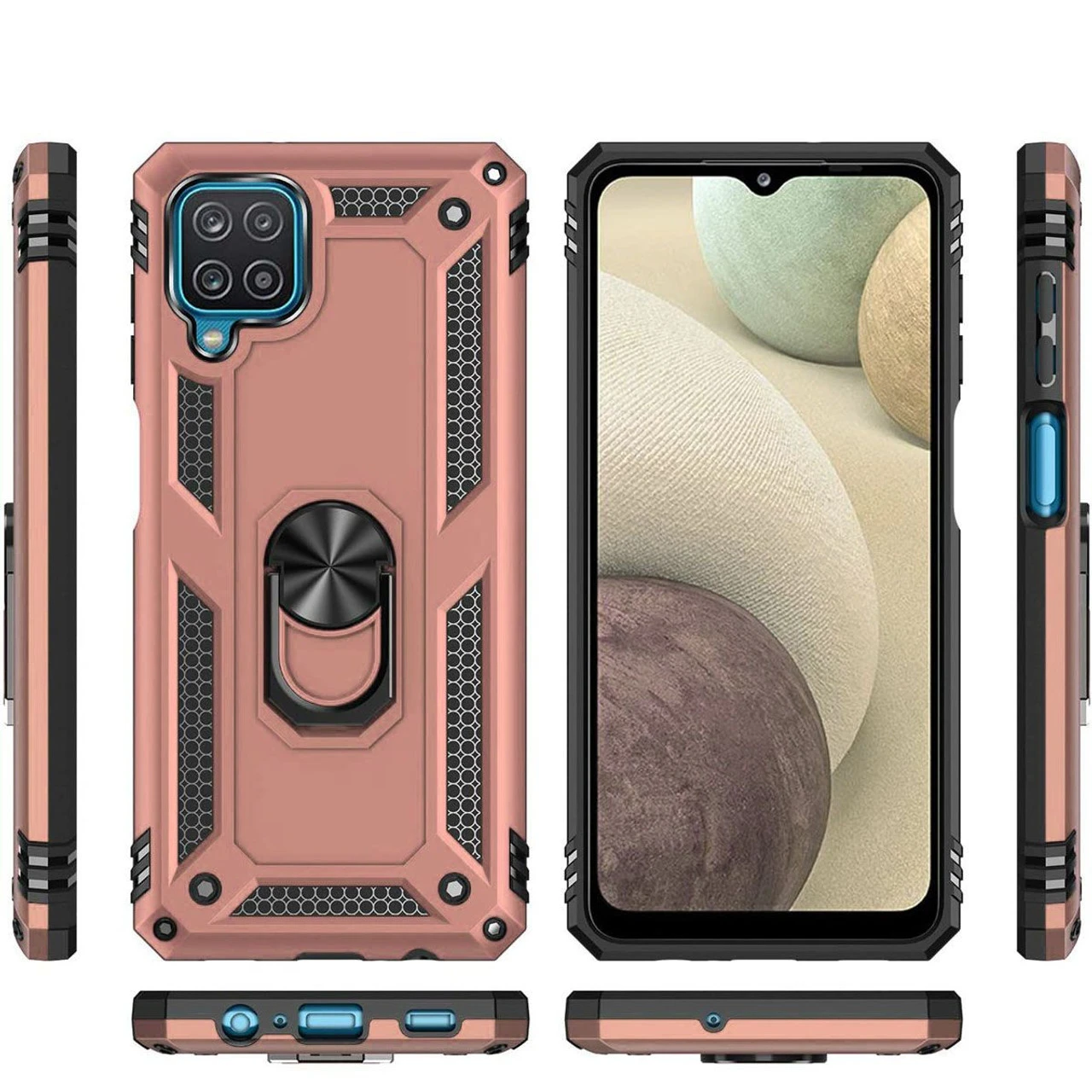 Rose Gold Galaxy A22 4G Heavy Duty 360 Rotating Metal Ring Stand Case 5 Rose Gold Galaxy A22 4G Heavy Duty 360 Rotating Metal Ring Stand Case - Image 5