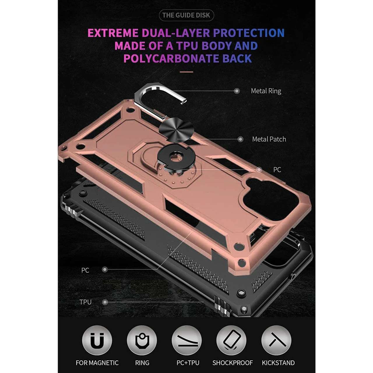 Rose Gold Galaxy A22 4G Heavy Duty 360 Rotating Metal Ring Stand Case 4 Rose Gold Galaxy A22 4G Heavy Duty 360 Rotating Metal Ring Stand Case - Image 4