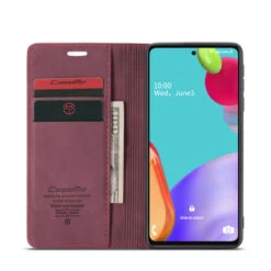Wine Galaxy A22 5G CaseMe Slim Soft Wallet Case Cover