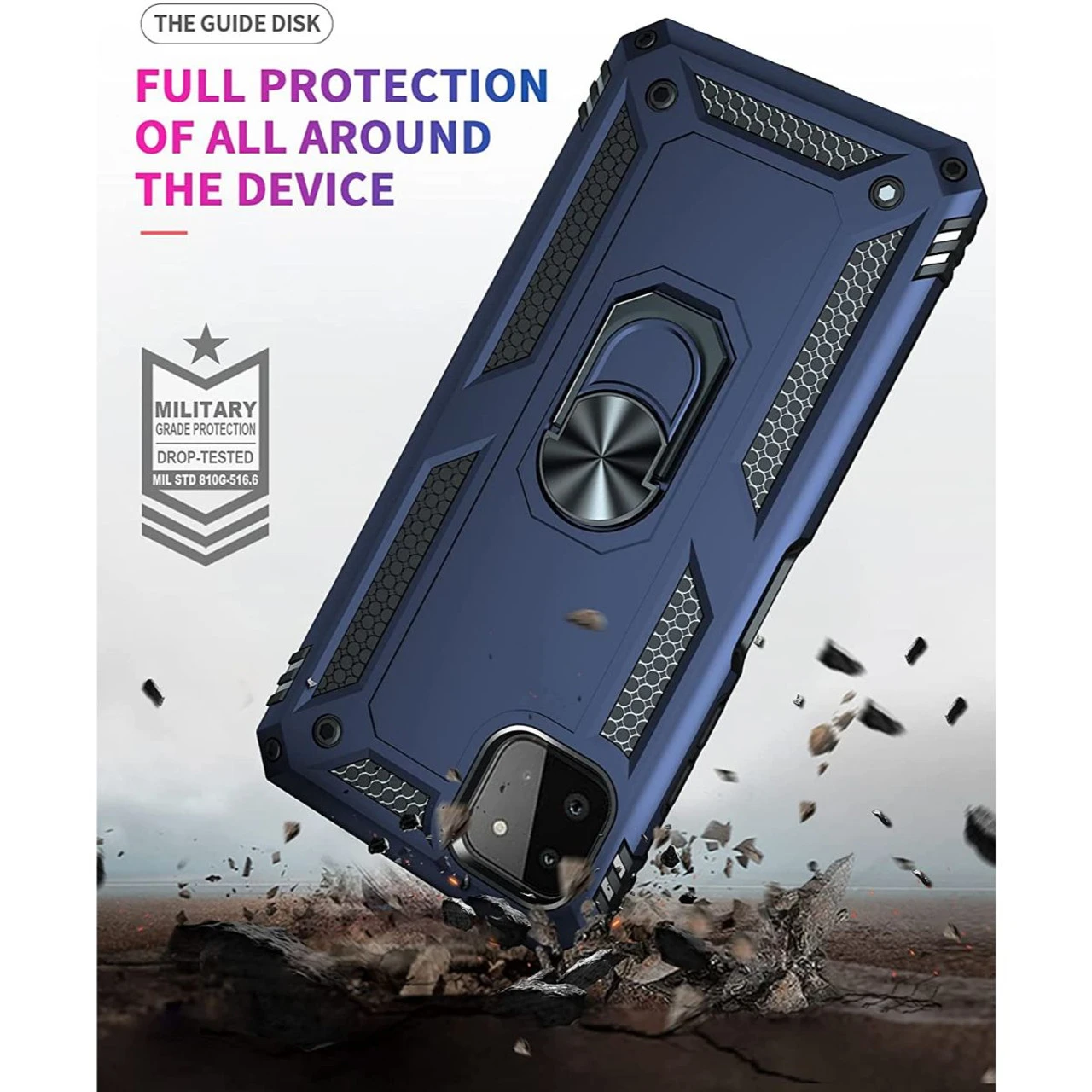 Navy Galaxy A22 5G Slim Armour 360 Degree Ring Stand Case 2 Navy Galaxy A22 5G Slim Armour 360 Degree Ring Stand Case - Image 2