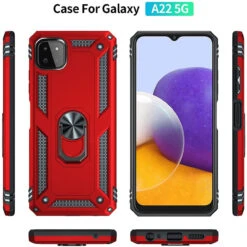 Red Metal 360 Degree Ring Holder Stand Case For Galaxy A22 5G 11 Red Metal 360 Degree Ring Holder Stand Case For Galaxy A22 5G -Cheap NewCase Store galaxy a22 5g metal ring shock proof case red 6 62101.1642919729