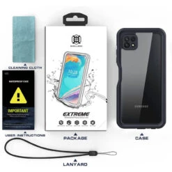 Black Waterproof Dirtproof Heavy Duty Case For Galaxy A22 5G -Cheap NewCase Store galaxy a22 5g waterproof case black 6 22075.1690165237