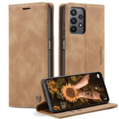 Brown Galaxy A23 CaseMe Soft Matte Quality Wallet Case