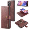 Red Galaxy A23 DG.Ming Textured 3 Card 1 Cash Wallet Magnetic Case