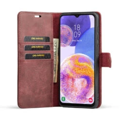 Red Galaxy A23 DG.Ming Textured 3 Card 1 Cash Wallet Magnetic Case -Cheap NewCase Store galaxy a23 dg ming wallet magnetic case red 4 57561.1701321201