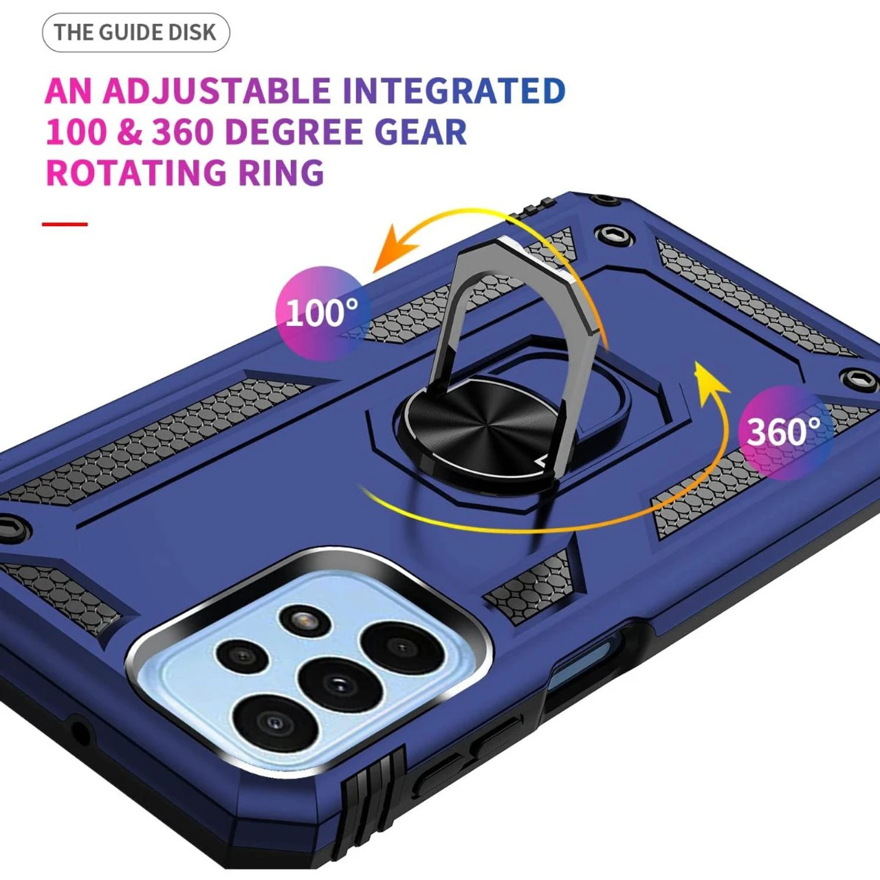 Navy Metal Circle 360 Degree Ring Case Cover For Galaxy A23 4 Navy Metal Circle 360 Degree Ring Case Cover For Galaxy A23 - Image 4