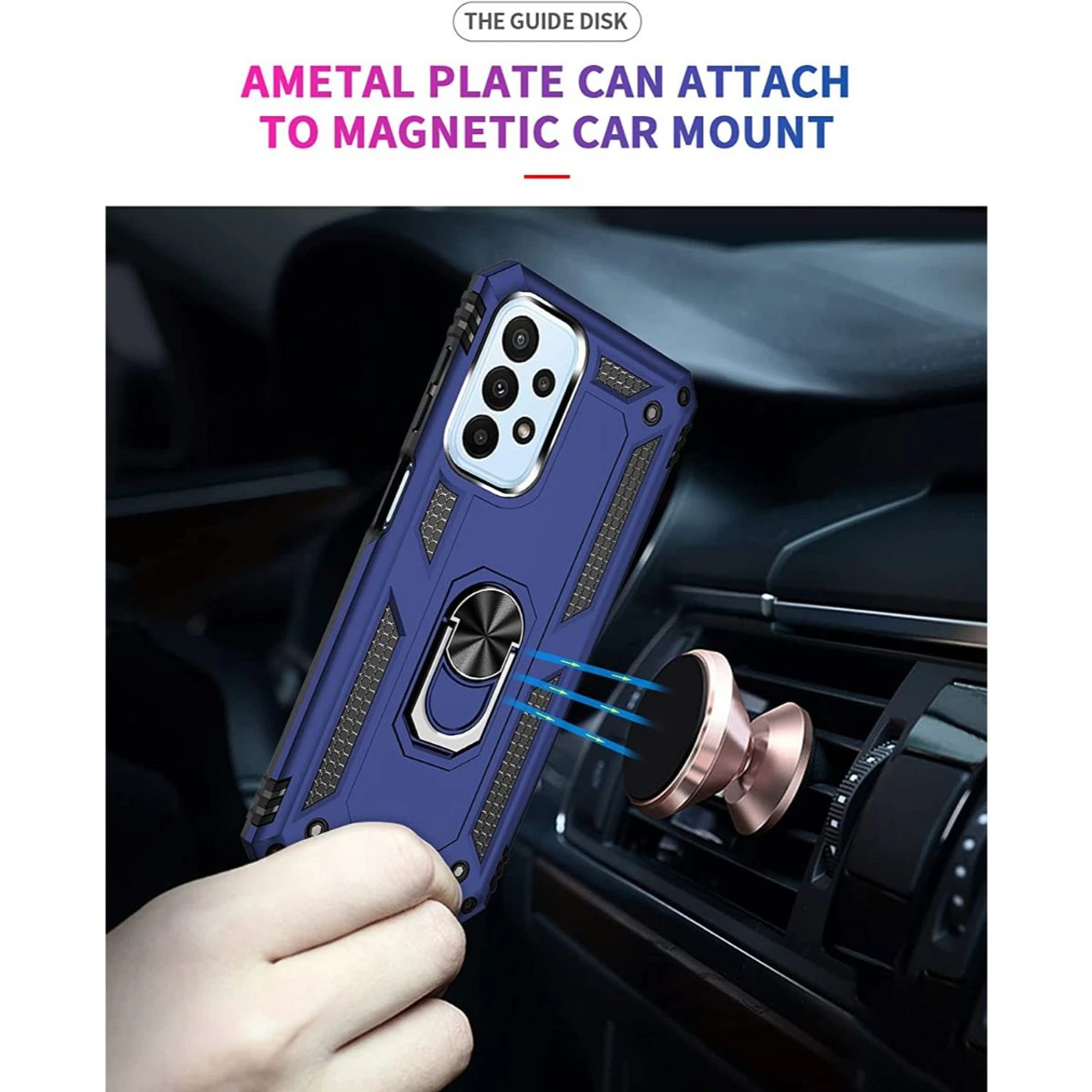 Navy Metal Circle 360 Degree Ring Case Cover For Galaxy A23 5 Navy Metal Circle 360 Degree Ring Case Cover For Galaxy A23 - Image 5