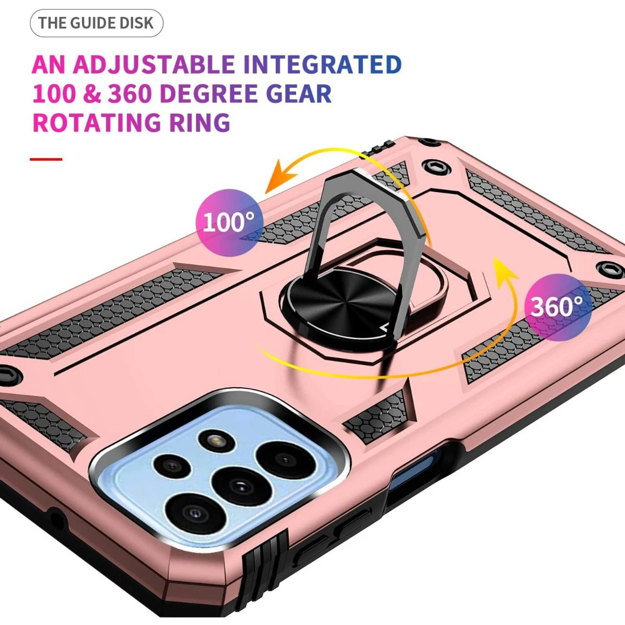 Rose Gold Galaxy A23 360 Degree Ring Shock Proof Defender Case 3 Rose Gold Galaxy A23 360 Degree Ring Shock Proof Defender Case - Image 3