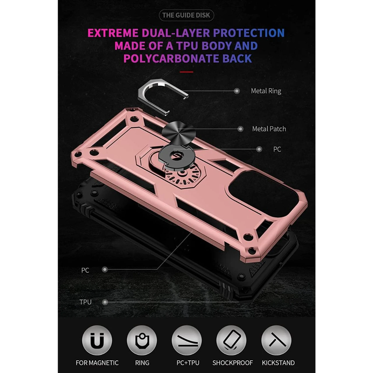 Rose Gold Galaxy A23 360 Degree Ring Shock Proof Defender Case 4 Rose Gold Galaxy A23 360 Degree Ring Shock Proof Defender Case - Image 4