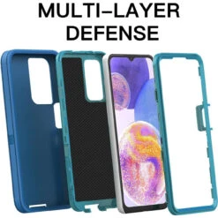 Light Blue Galaxy A23 Heavy Duty Military Defense Drop Proof Case -Cheap NewCase Store galaxy a23 military grade defender case light blue 7 64968.1680230094
