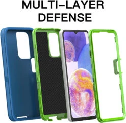 Galaxy A23 4G / 5G Heavy Duty Military Defender Case - Light Blue / Green -Cheap NewCase Store galaxy a23 military grade defender case light blue green 6 21066.1691725090