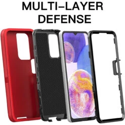 Red Tradies Heavy Duty Military Defender Case For Galaxy A23 -Cheap NewCase Store galaxy a23 military grade defender case red 3 99353.1685666984