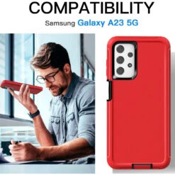 Red Tradies Heavy Duty Military Defender Case For Galaxy A23 -Cheap NewCase Store galaxy a23 military grade defender case red 4 11085.1685666984