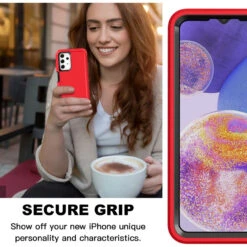 Red Tradies Heavy Duty Military Defender Case For Galaxy A23 -Cheap NewCase Store galaxy a23 military grade defender case red 5 87762.1685666984
