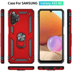 Red Galaxy A32 4G Heavy Duty 360 Rotating Metal Ring Stand Case 8 Red Galaxy A32 4G Heavy Duty 360 Rotating Metal Ring Stand Case -Cheap NewCase Store galaxy a32 4g metal ring shock proof case red 3 41271.1676285635