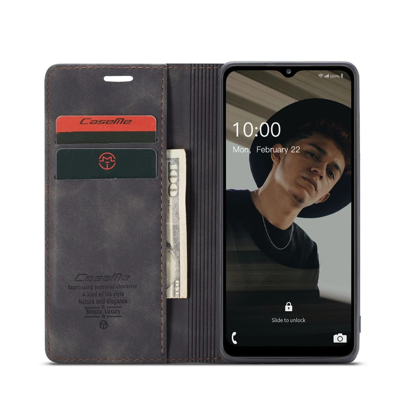Black Galaxy A32 5G CaseMe Slim Magnetic Classy Wallet Case 1 Black Galaxy A32 5G CaseMe Slim Magnetic Classy Wallet Case