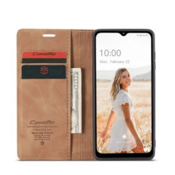 Brown Galaxy A32 5G CaseMe Compact Flip Magnetic Wallet Case