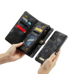 Black Galaxy A33 5G Multi-functional 2 In 1 Purse Wallet Magnetic Case 10 Black Galaxy A33 5G Multi-functional 2 In 1 Purse Wallet Magnetic Case -Cheap NewCase Store galaxy a33 5g caseme multifunctional wallet black 3 51123.1675734002