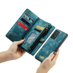 Blue Galaxy A33 5G Multi-Functional 2 In 1 Zipper Purse Wallet Case -Cheap NewCase Store galaxy a33 5g caseme multifunctional wallet blue 3 58971.1675734005
