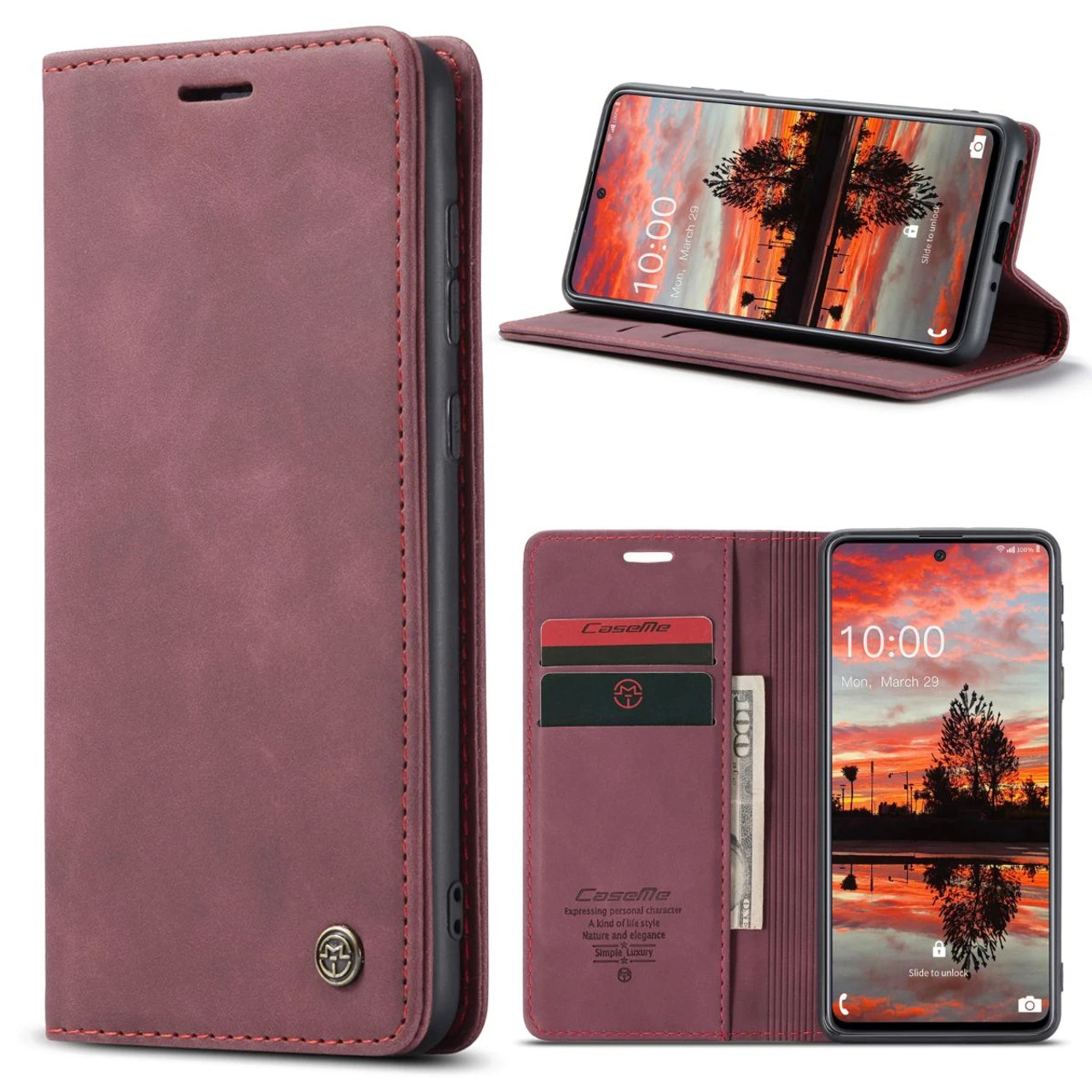 Wine Galaxy A33 5G CaseMe Slim Soft Wallet Case Cover 2 Wine Galaxy A33 5G CaseMe Slim Soft Wallet Case Cover - Image 2