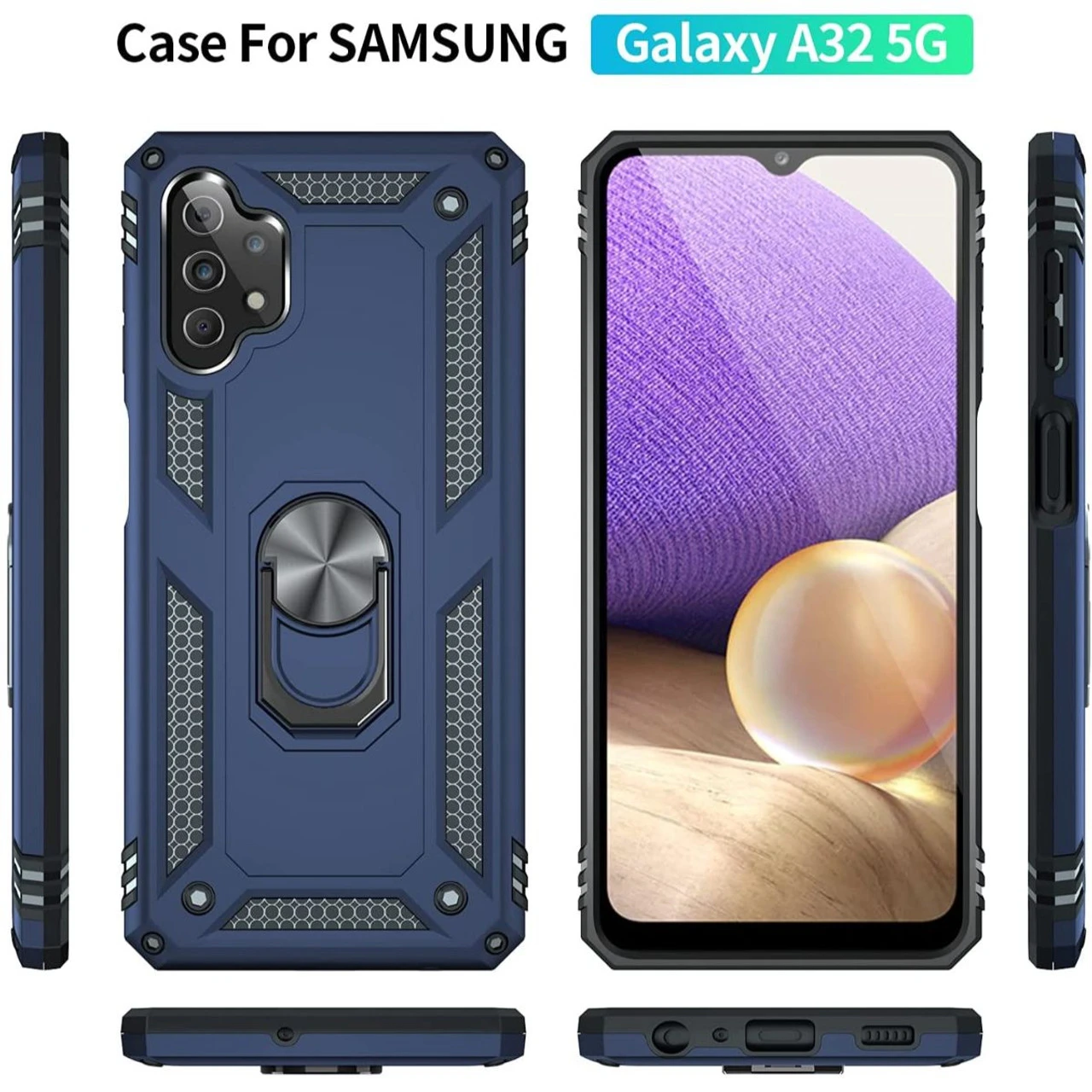 Navy 360 Rotating Ring Shock Proof Case For Galaxy A33 5G 5 Navy 360 Rotating Ring Shock Proof Case For Galaxy A33 5G - Image 5