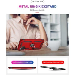 Red Galaxy A33 5G Shock Proof 360 Rotating Metal Ring Stand Case -Cheap NewCase Store galaxy a33 5g metal ring shock proof case red 2 47889.1674600687