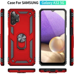 Red Galaxy A33 5G Shock Proof 360 Rotating Metal Ring Stand Case -Cheap NewCase Store galaxy a33 5g metal ring shock proof case red 3 71805.1674600687
