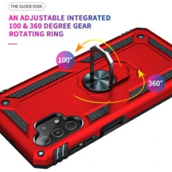 Red Galaxy A33 5G Shock Proof 360 Rotating Metal Ring Stand Case -Cheap NewCase Store galaxy a33 5g metal ring shock proof case red 4 43610.1674600687