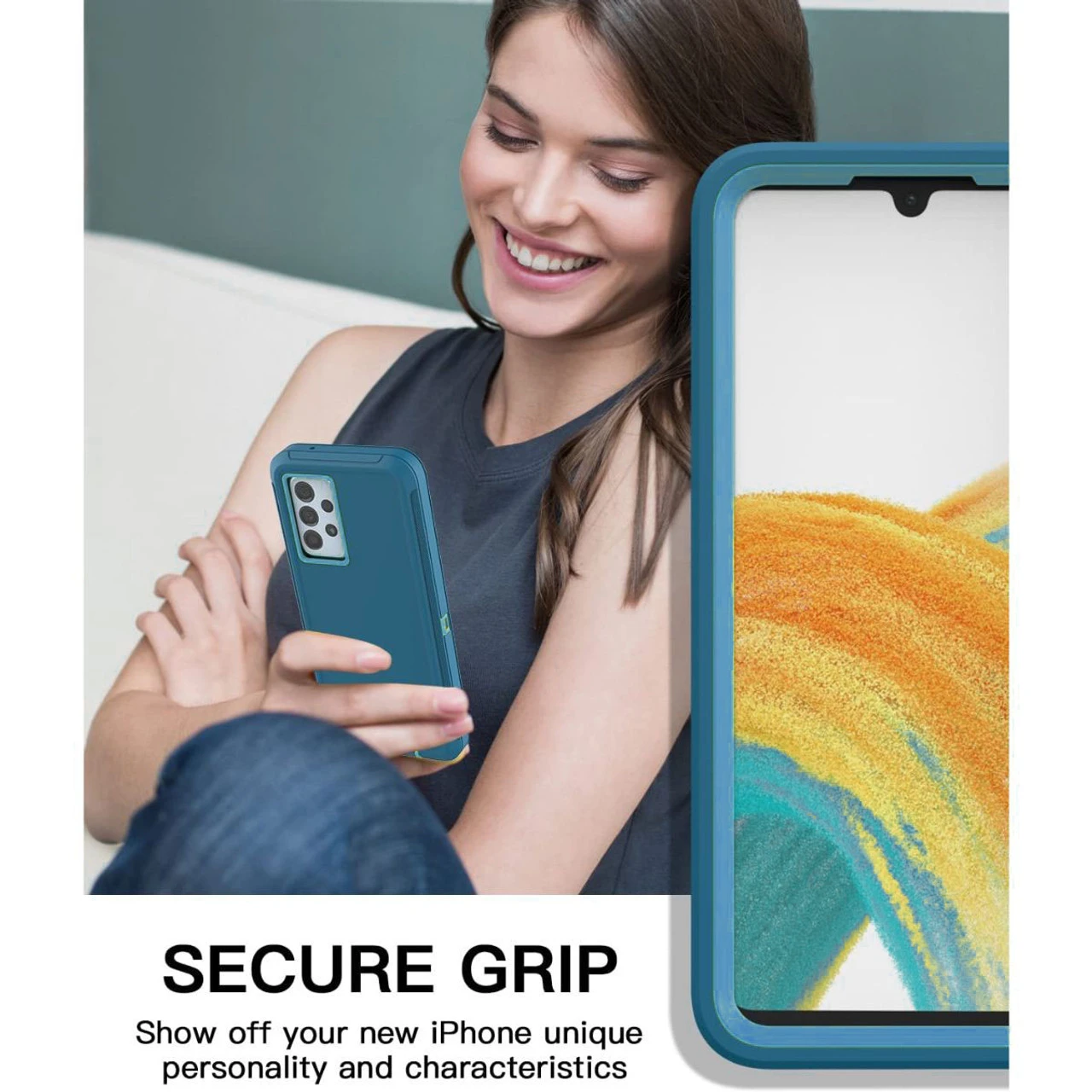 Light Blue Heavy Duty Defender Military Grade Case For Galaxy A33 5G 5 Light Blue Heavy Duty Defender Military Grade Case For Galaxy A33 5G - Image 5