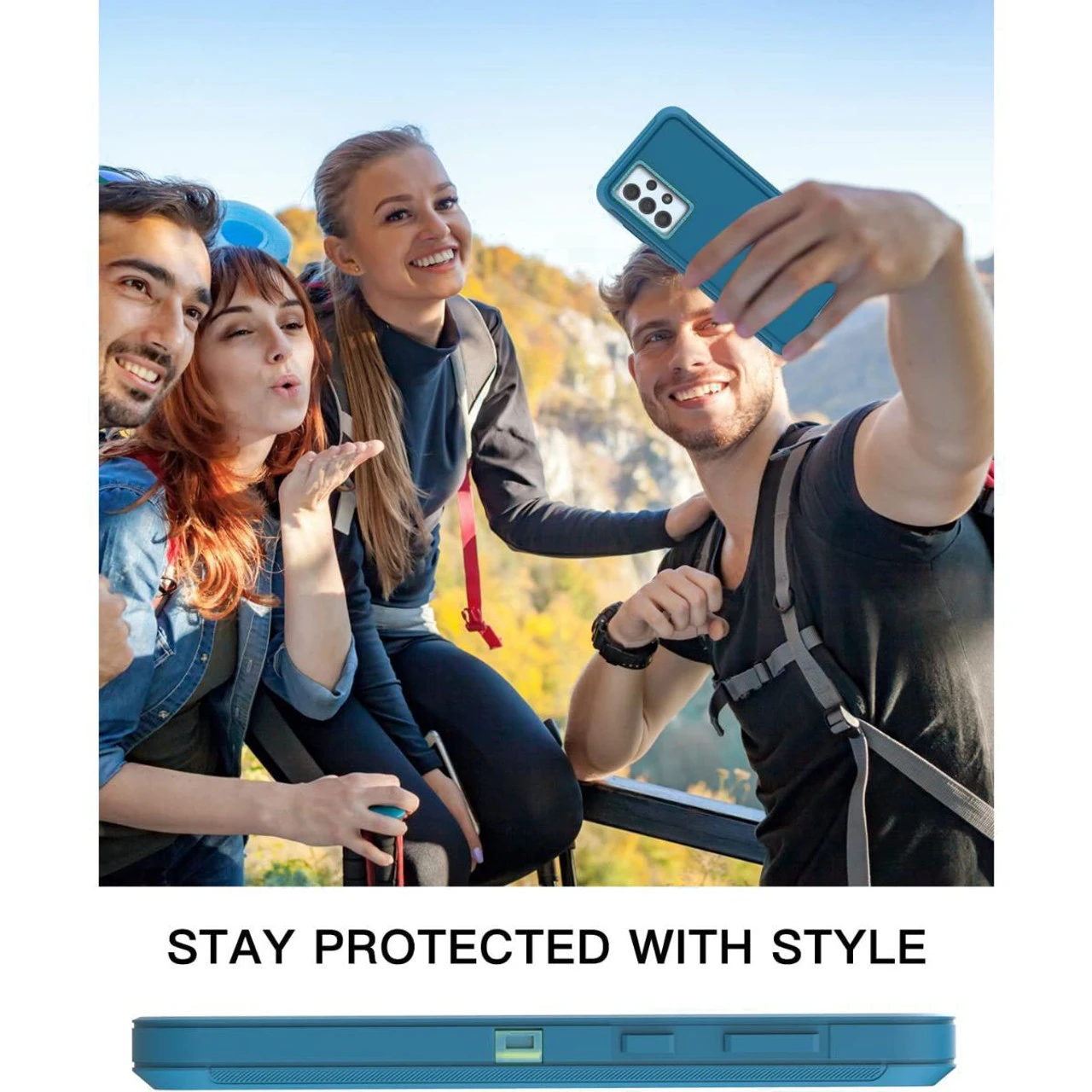 Light Blue Heavy Duty Defender Military Grade Case For Galaxy A33 5G 3 Light Blue Heavy Duty Defender Military Grade Case For Galaxy A33 5G - Image 3