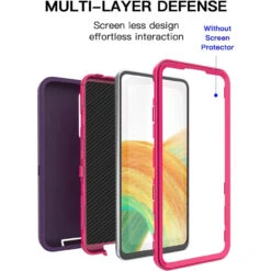 Purple Full Body Heavy Duty Defender Shockproof Case For Galaxy A33 5G -Cheap NewCase Store galaxy a33 5g military grade defender case purple 4 34085.1691725022